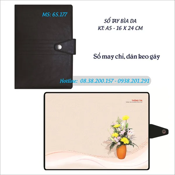 Sổ tay bìa giả da gáy may chỉ 2017 - MS 6S.177