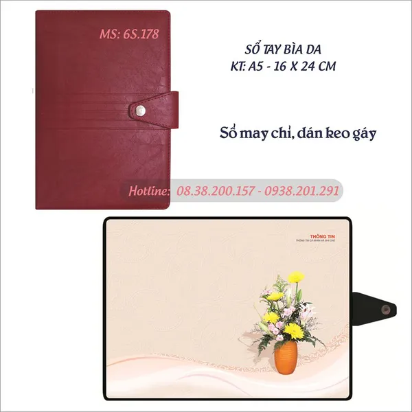 Sổ tay bìa giả da gáy may chỉ 2017 - MS 6S.178