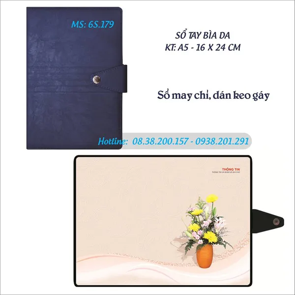 Sổ tay bìa giả da gáy may chỉ 2017 - MS 6S.179