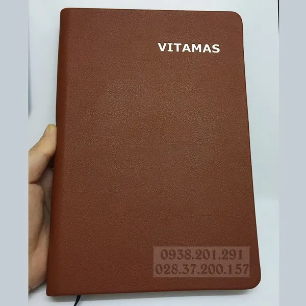 Sổ tay keo gáy A5 màu nâu nhũ bạc