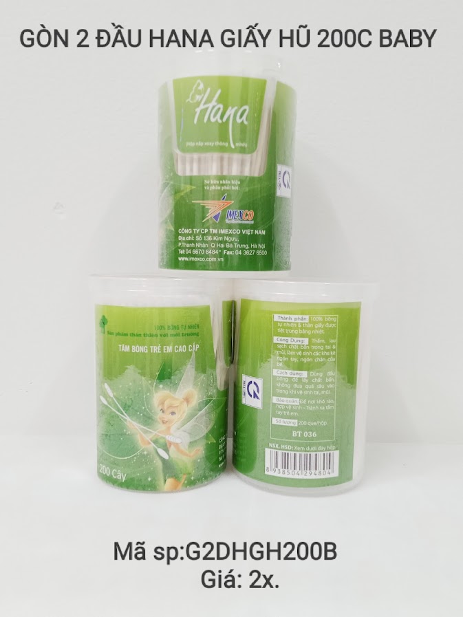 Gòn 2 đầu Hana giấy hũ 200 baby Gòn 2 đầu Hana giấy hũ 200 baby