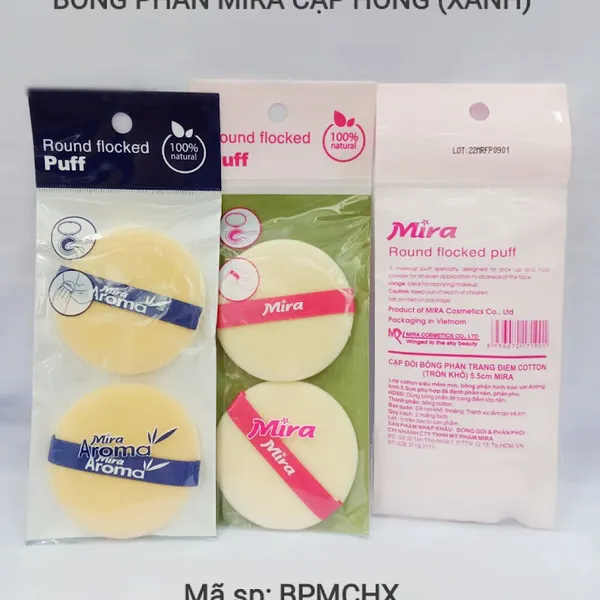 Bông phấn Mira cặp hồng (xanh)