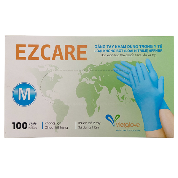 Găng tay Y tế không bột Nitrile Vietglove EZCARE màu xanh