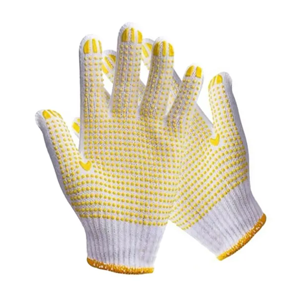 Găng tay sợi len phủ hạt nhựa vàng