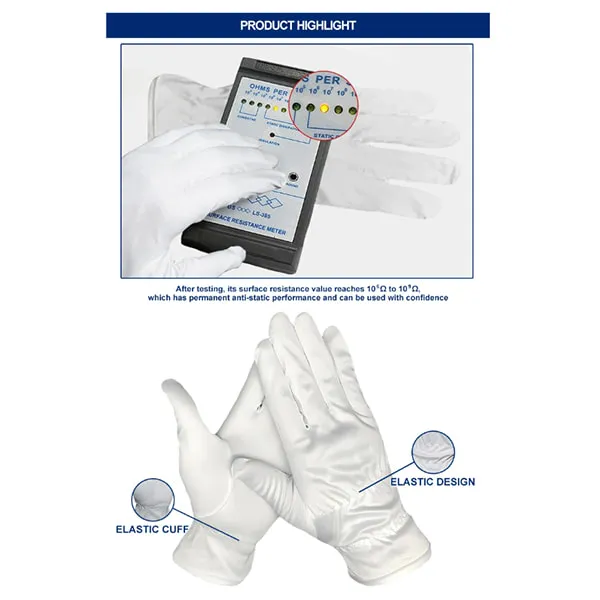 Găng tay vải thun siêu mịn 1 chun Microfiber phòng sạch