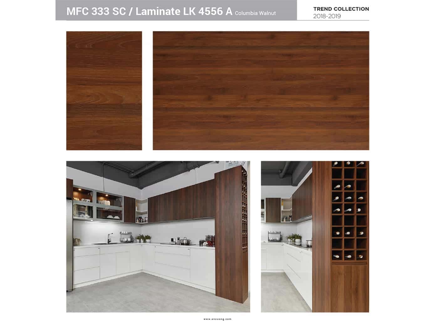 Tủ bếp gỗ An Cường vân Óc Chó