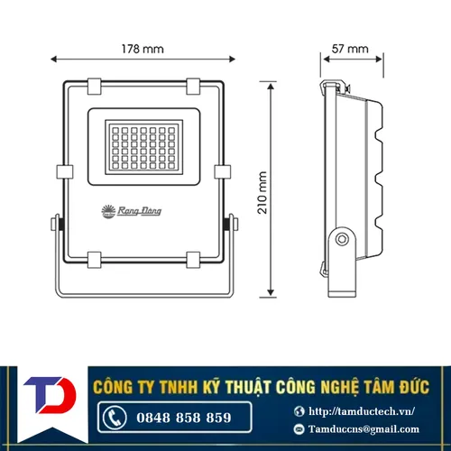 Đèn pha 20W đổi màu Rạng Đông