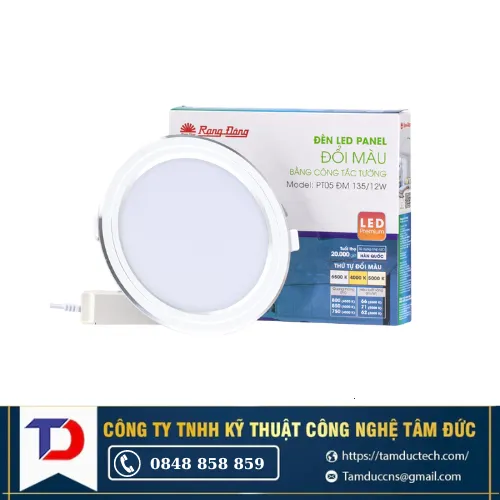 Đèn LED Rạng Đông Panel Tròn Đổi Màu PT05/12W - 135 - Bạc 