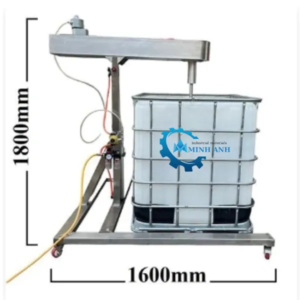 Máy khuấy hoá chất thùng IBC 1000 lit dùng hơi