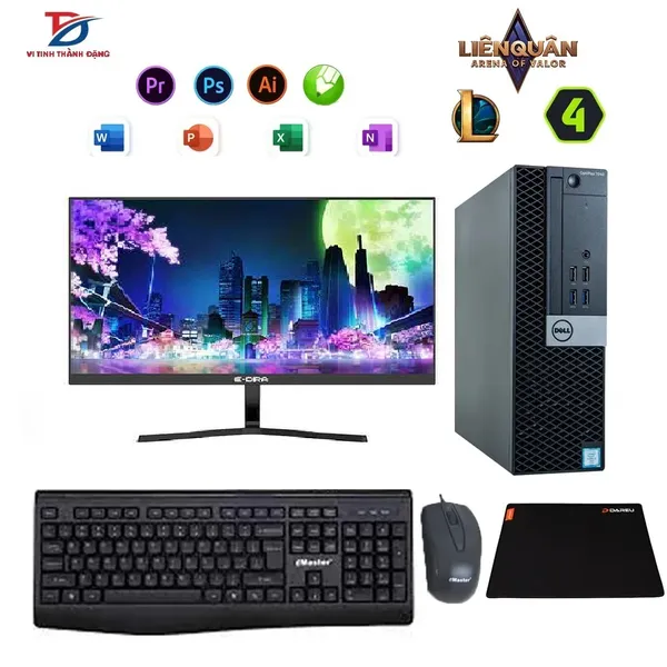Máy Tính Bộ Dell Core i7 8700, Ram 16G, SSD 1T, LCD 27in