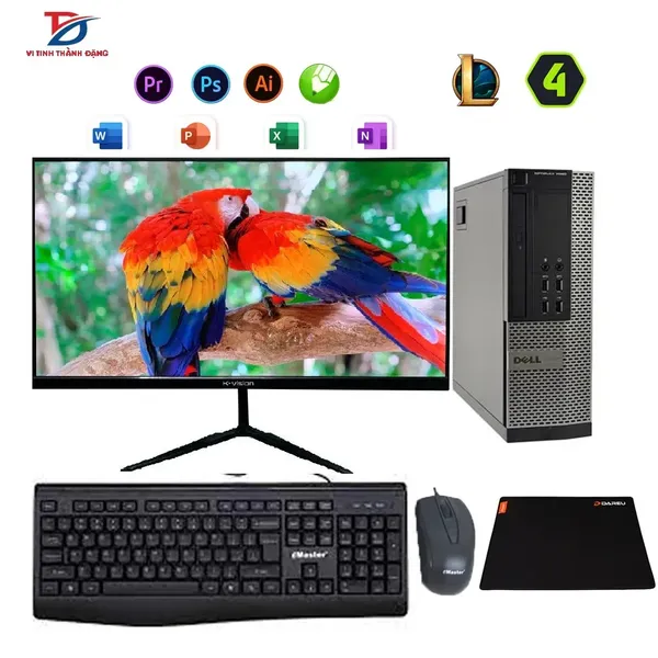 Máy Tính Bộ Dell Core i7 4770, Ram 8G, SSD 512G, LCD 24in