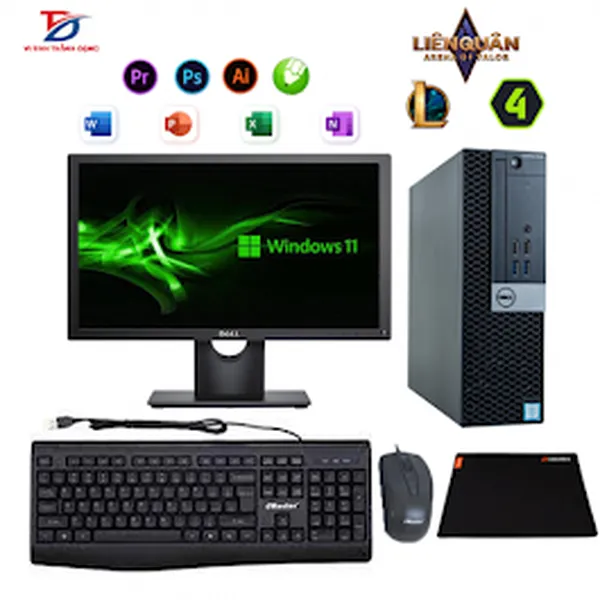 Máy Tính Bộ Dell Core i5 6500, Ram 16G, SSD 512G, LCD 24in