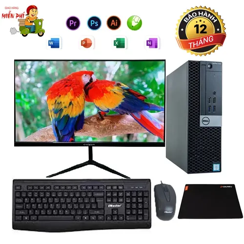 Máy Tính Bộ Dell Core i5 8500, Ram 8G, SSD 512G, Màn Hình 22in