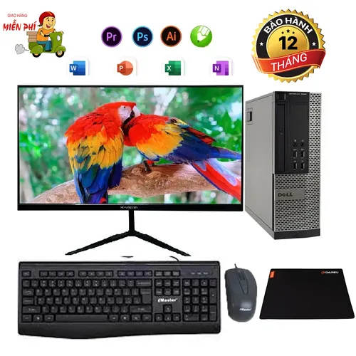 Máy Tính Bộ Dell Core i7 4770, Ram 8G, SSD 512G, LCD 24in