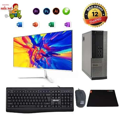 Máy Tính Bộ Dell Core i7 4770, Ram 8G, SSD 512G, LCD 24in