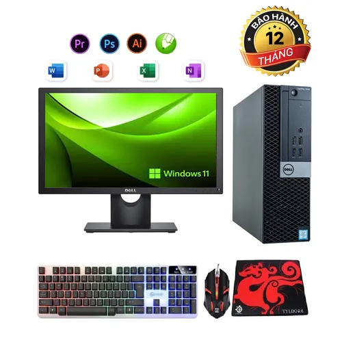 Máy Tính Bộ Dell Core i3 8100, Ram 8G, SSD 512G, Màn Hình 22in