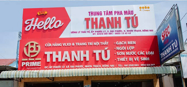 Bảng hiệu cửa hàng vật liệu xây dựng nội thất bằng alu chữ nổi mica