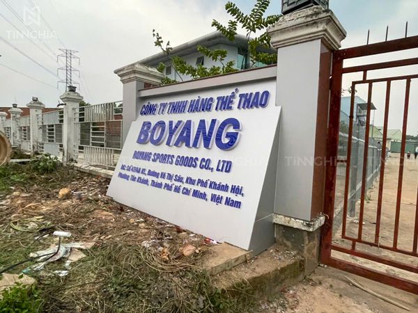 Ốp alu bảng hiệu chữ nổi công ty tại Bình Dương (Khách hàng công ty Boyang ở Phường Tân Khánh)