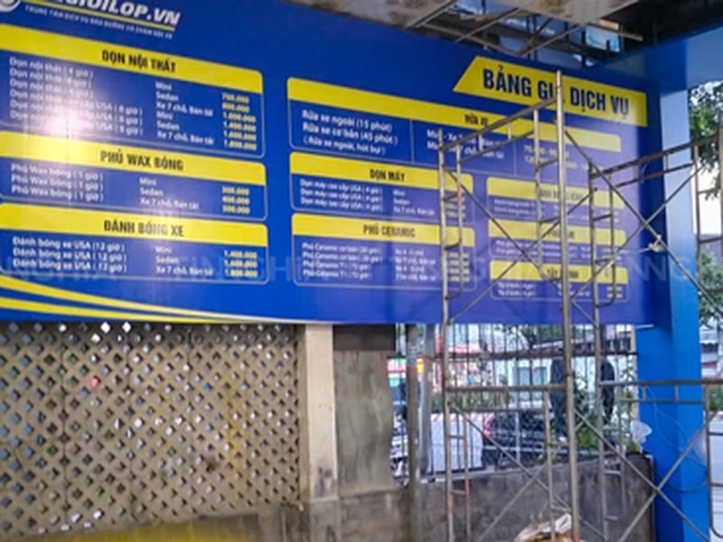 BẢNG HIỆU ALU CHỮ NỔI TRUNG TÂM CHĂM SÓC XE THẾ GIỚI LỐP