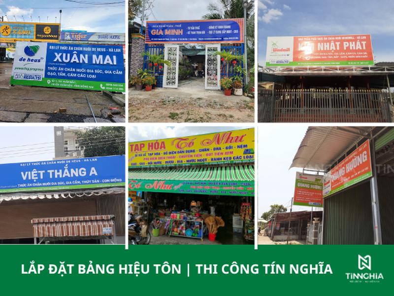 Lắp đặt bảng hiệu tôn dán decal ngoài trời | Thi công Tín Nghĩa