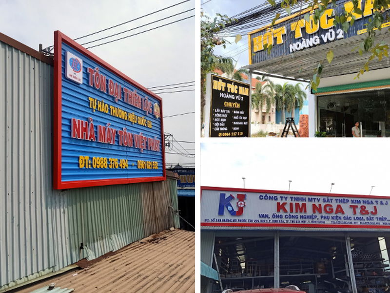  Cải tạo lắp đặt chữ nổi trên bảng hiệu tôn sóng Bình Dương