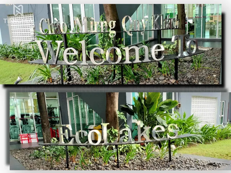 BIỂN CHỮ INOX TẠI ECOLAKES MỸ PHƯỚC | DỰ ÁN GẮN CHỮ INOX TRẮNG