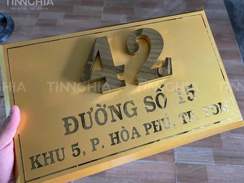 BIỂN INOX VÀNG XƯỚC BÀU BÀNG | LÀM BIỂN HIỆU CÔNG TY ĐẸP BÌNH DƯƠNG