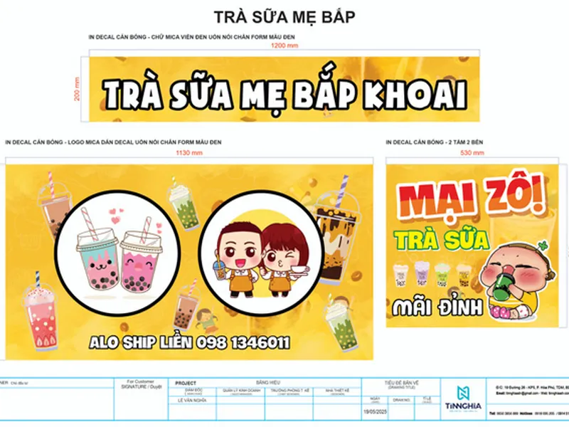 Biển Hiệu Xe Trà Sữa Nước Ép Đẹp Tại Bình Dương