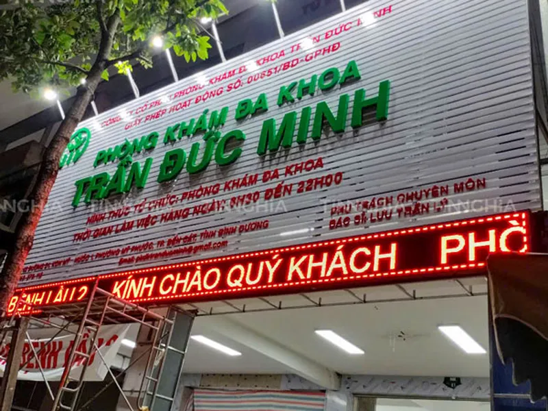 LÀM BẢNG QUẢNG CÁO PHÚ GIÁO BẰNG TÔN LAM | BIỂN HIỆU THANH LAM CHỮ NỔI LED