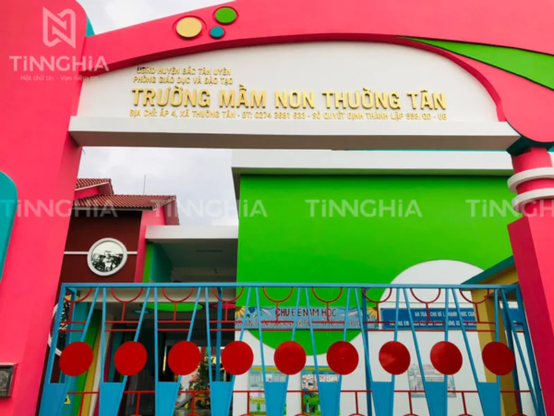 LÀM BẢNG TÊN TRƯỜNG HỌC TÂN UYÊN | BIỂN TÊN CỔNG TRƯỜNG BẰNG CHỮ NỔI
