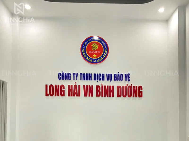 LOGO CHỮ NỔI VĂN PHÒNG DĨ AN | Làm Chữ Mica Gắn Tường, Sảnh Lễ Tân, Phòng Họp