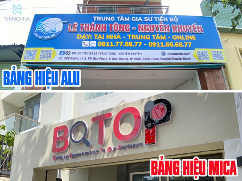 So Sánh Bảng Hiệu Alu Và Bảng Hiệu Mica