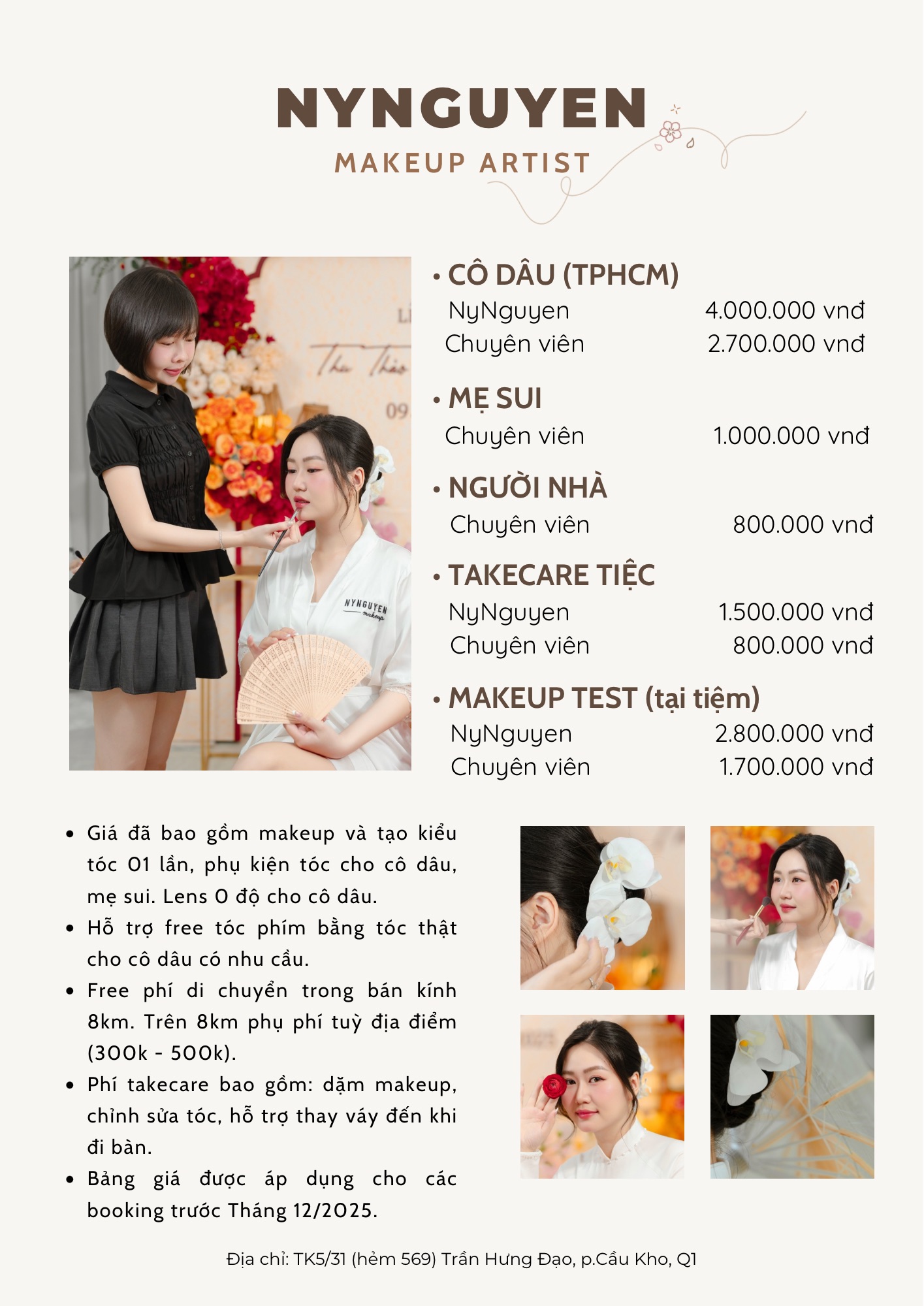 Bảng giá trang điểm cô dâu tại NyNguyen Makeup Bảng giá trang điểm cô dâu tại NyNguyen Makeup