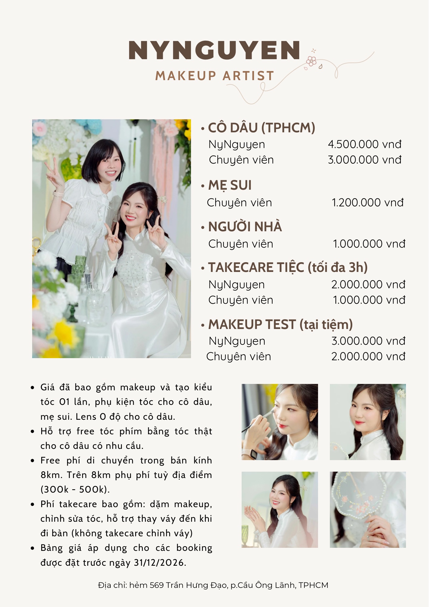 Bảng giá trang điểm cô dâu tại NyNguyen Makeup Bảng giá trang điểm cô dâu tại NyNguyen Makeup