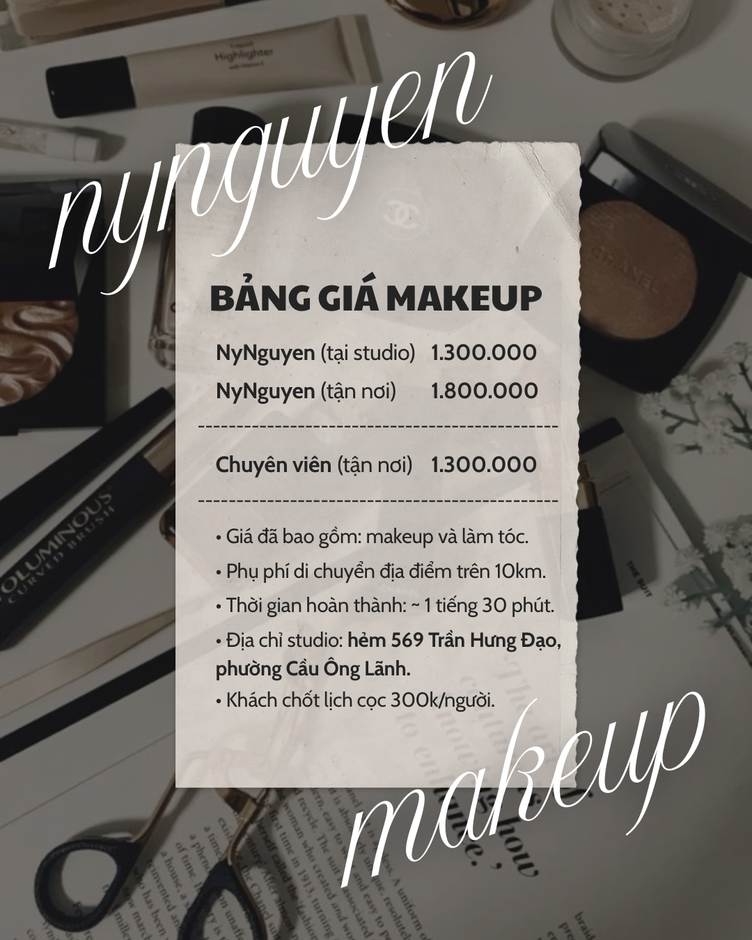 Bảng giá trang điểm đi tiệc tại NyNguyen Makeup Bảng giá trang điểm đi tiệc tại NyNguyen Makeup