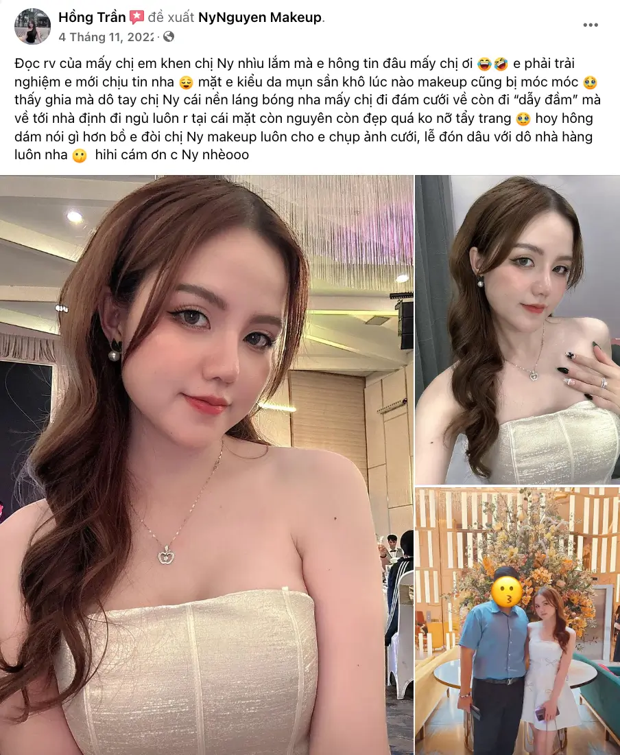 Nhận xét từ Hồng Trần về dịch vụ makeup đi tiệc tại NyNguyen Makeup Nhận xét từ Hồng Trần về dịch vụ makeup đi tiệc tại NyNguyen Makeup