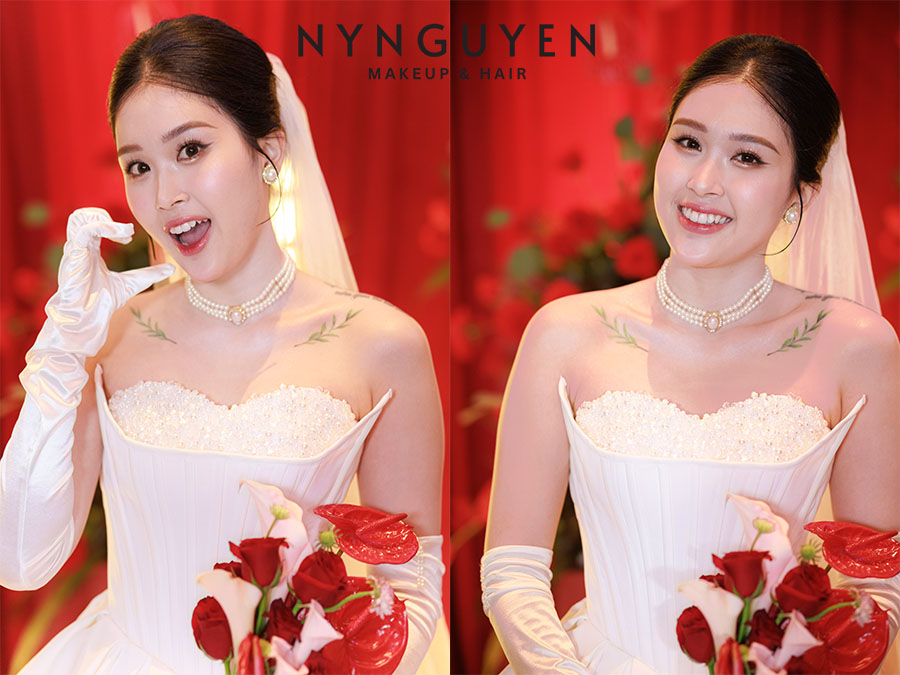 Cô dâu xinh xắn với chiếc soire trắng Cô dâu xinh xắn với chiếc soire trắng