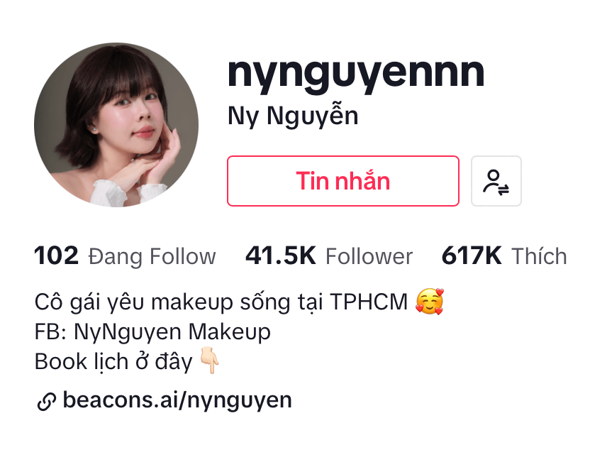 Kênh Tiktok hơn 40000 followers của NyNguyen Makeup Kênh Tiktok hơn 40000 followers của NyNguyen Makeup