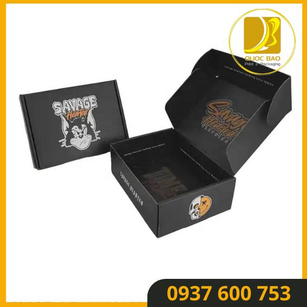 In ấn sắc nét: Màu sắc chuẩn với hộp giấy carton đóng hàng Quốc Bảo.