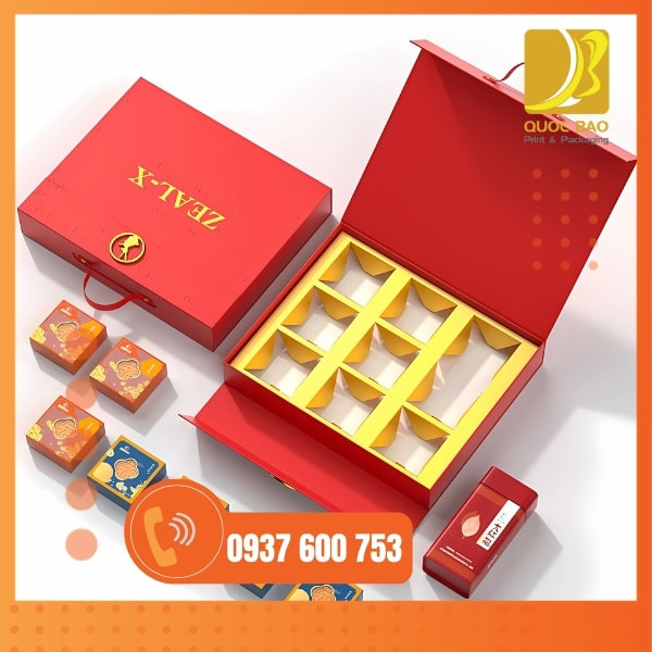 In vỏ hộp giấy đựng bánh trung thu