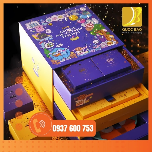 In vỏ hộp giấy đựng bánh trung thu