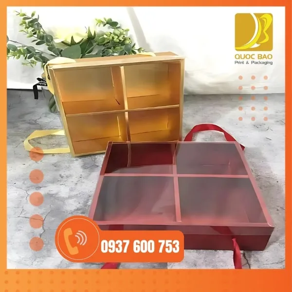 In hộp giấy cứng giúp hộp Trung Thu cao cấp trở nên sang trọng, đẳng cấp