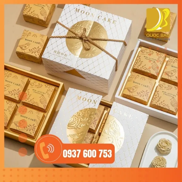 Xu hướng thiết kế hộp bánh Trung Thu 4 bánh với công nghệ in hộp cứng cao cấp