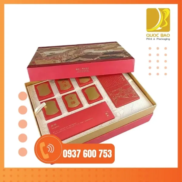 In hộp giấy cứng giúp hộp Trung Thu cao cấp trở nên sang trọng, đẳng cấp