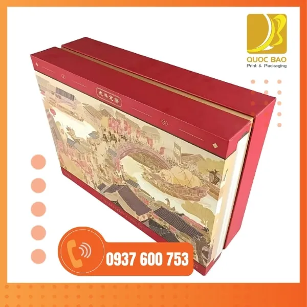 In hộp giấy cứng giúp hộp Trung Thu cao cấp trở nên sang trọng, đẳng cấp