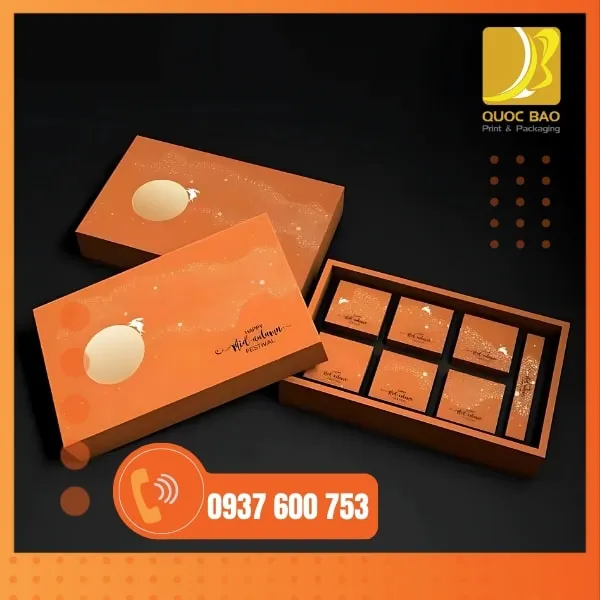 In hộp giấy cứng giúp hộp Trung Thu cao cấp trở nên sang trọng, đẳng cấp