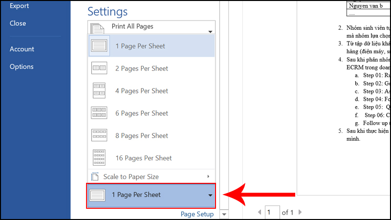 cách in nhỏ tài liệu