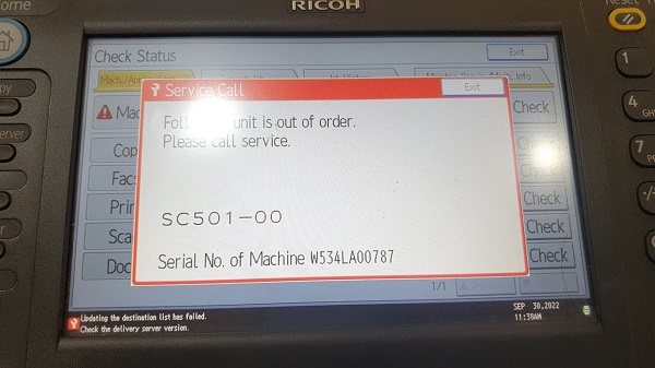 Cách khắc phục lỗi SC 501 - SC 502 - SC 503 trên máy photocopy Ricoh