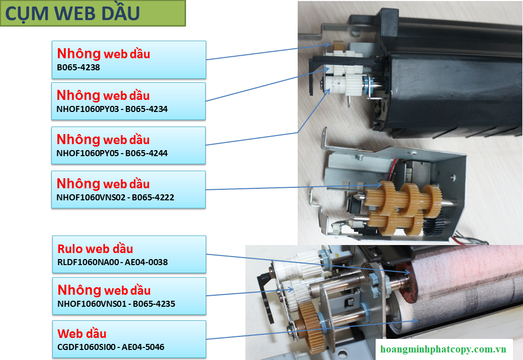 cụm web dầu máy photocopy