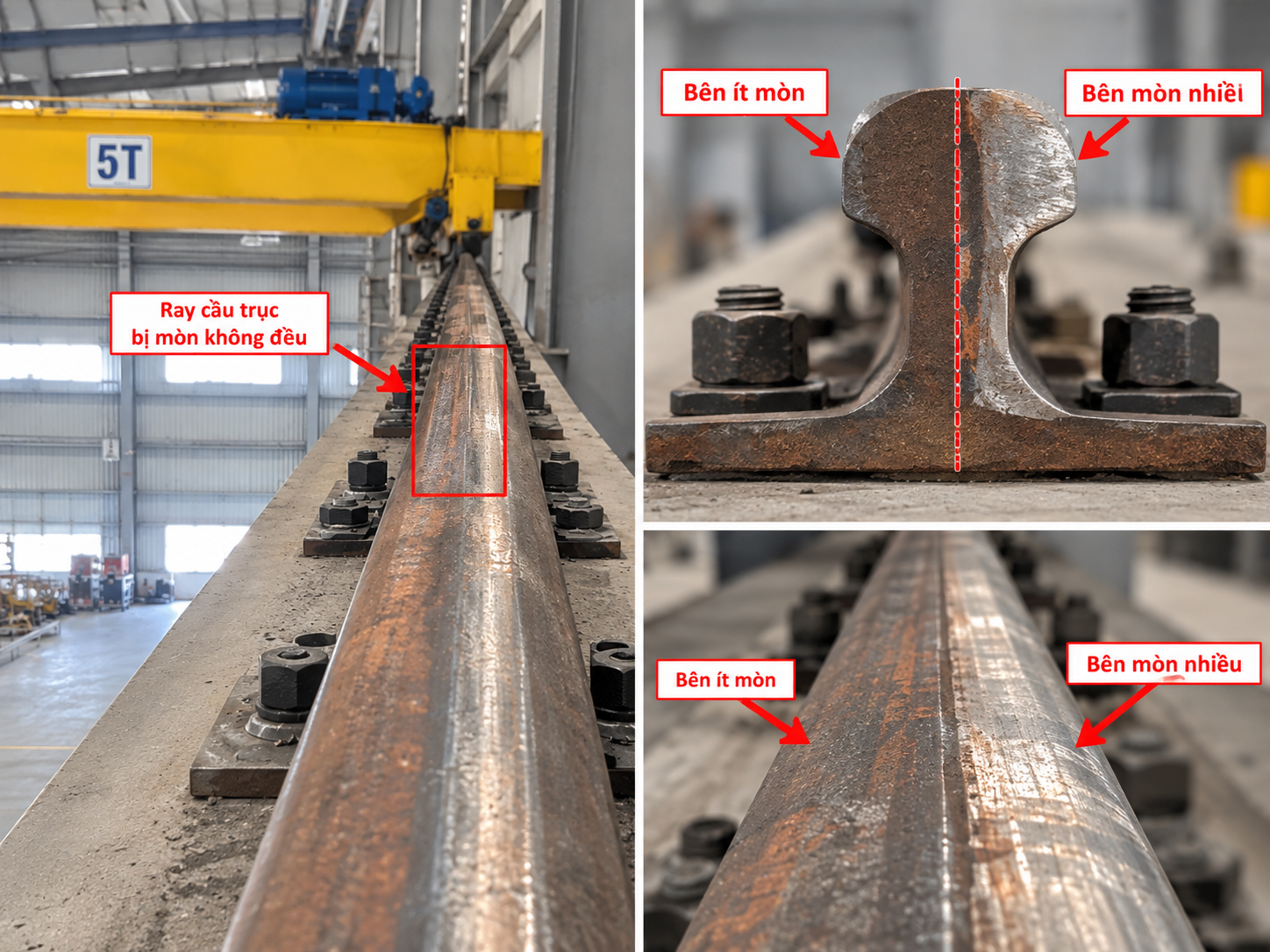 ray cầu trục ray cầu trục bị mòn không đều